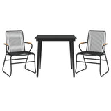 3 Piece Garden Dining Set Black PVC Rattan - Side View