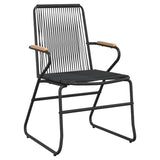 3 Piece Garden Dining Set Black PVC Rattan - 45-Degree Angle