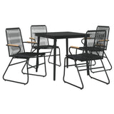 5 Piece Garden Dining Set Black PVC Rattan - Side View