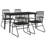 5 Piece Garden Dining Set Black PVC Rattan - Side View
