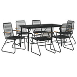 7 Piece Garden Dining Set Black PVC Rattan - Side View