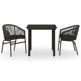 3 Piece Garden Dining Set Black - Front View