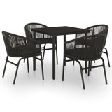 5 Piece Garden Dining Set Black - Front View
