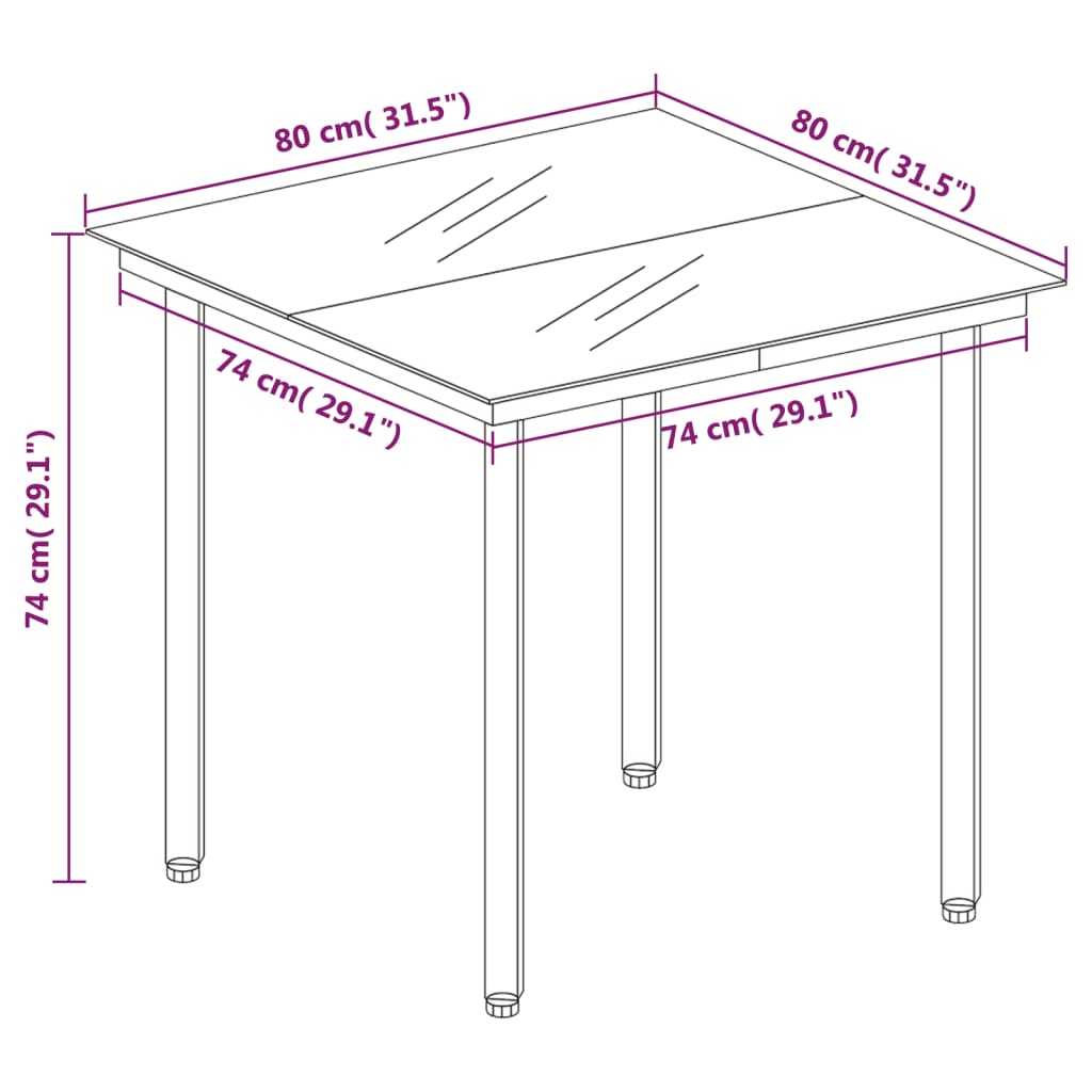 5 Piece Garden Dining Set Black
