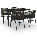 5 Piece Garden Dining Set Black - Front View