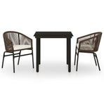3 Piece Garden Dining Set Brown