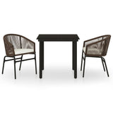 3 Piece Garden Dining Set Brown - Front View