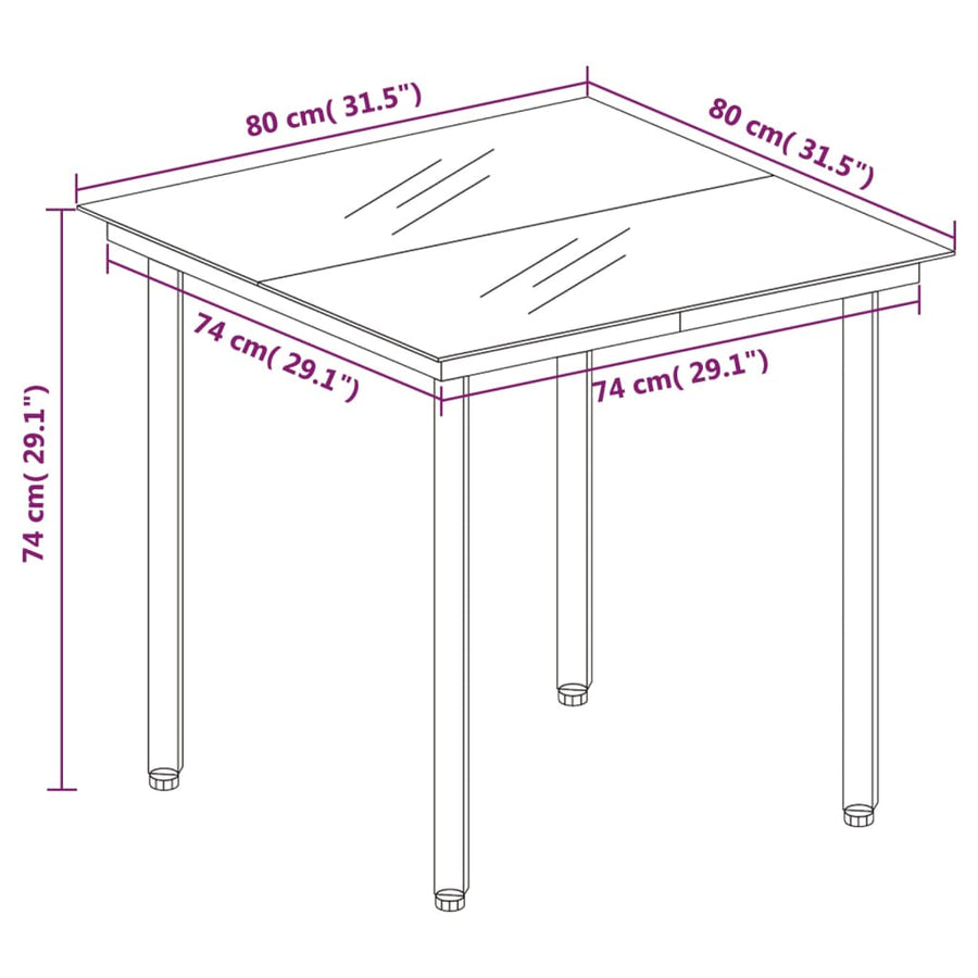 3 Piece Garden Dining Set Brown