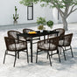 7 Piece Garden Dining Set Brown
