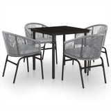 5 Piece Garden Dining Set Grey - Front View