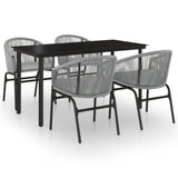 5 Piece Garden Dining Set Grey - Front View