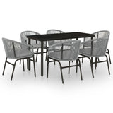 7 Piece Garden Dining Set Grey - Front View