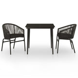 3 Piece Garden Dining Set Black - Front View