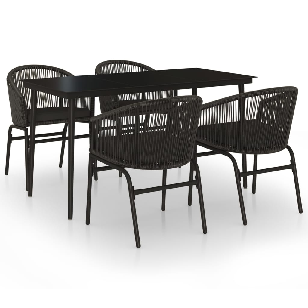 5 Piece Garden Dining Set Black