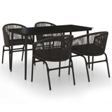 5 Piece Garden Dining Set Black - Front View