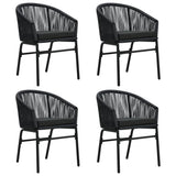 5 Piece Garden Dining Set Black - Side View