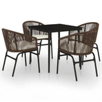 5 Piece Garden Dining Set Brown