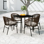 5 Piece Garden Dining Set Brown