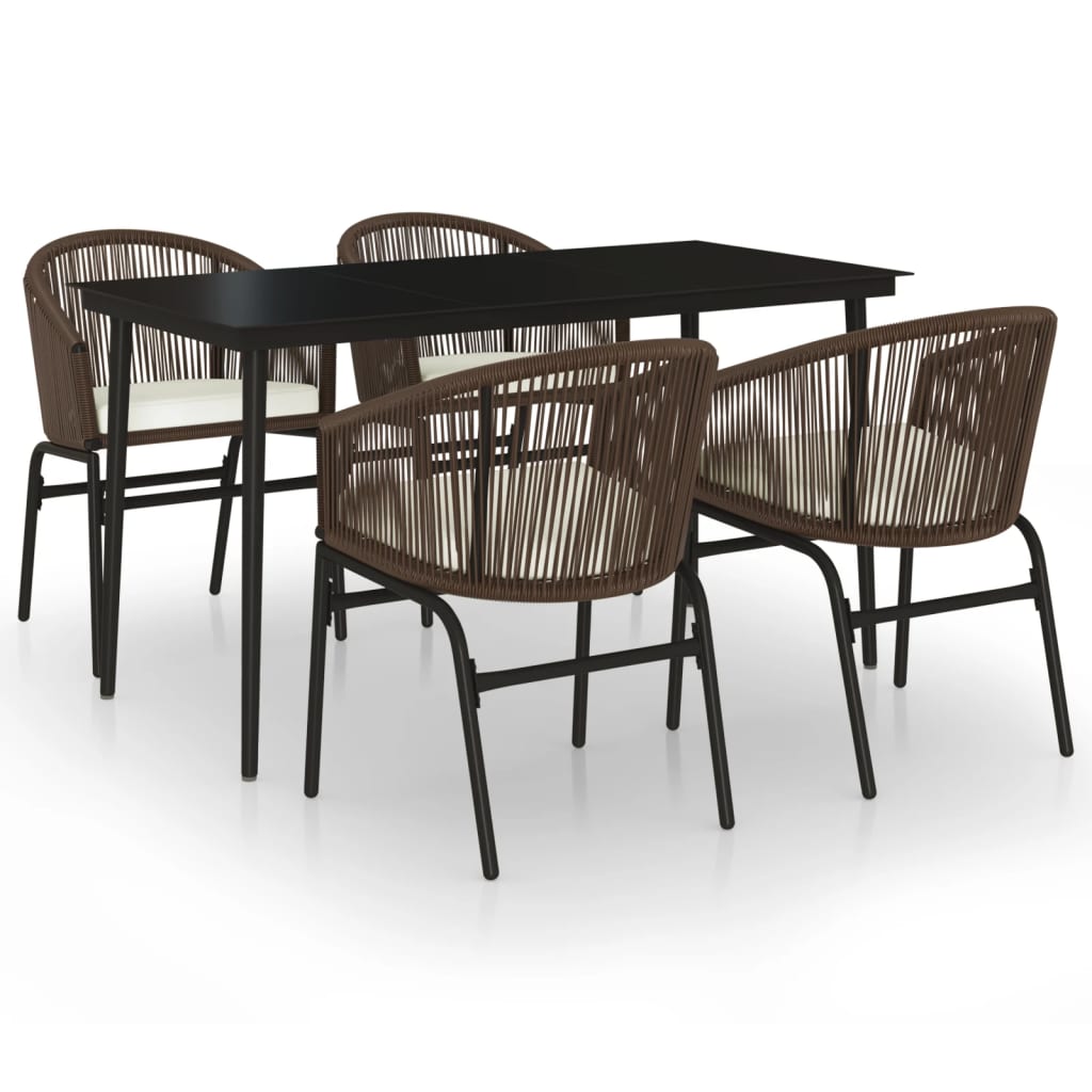 5 Piece Garden Dining Set Brown