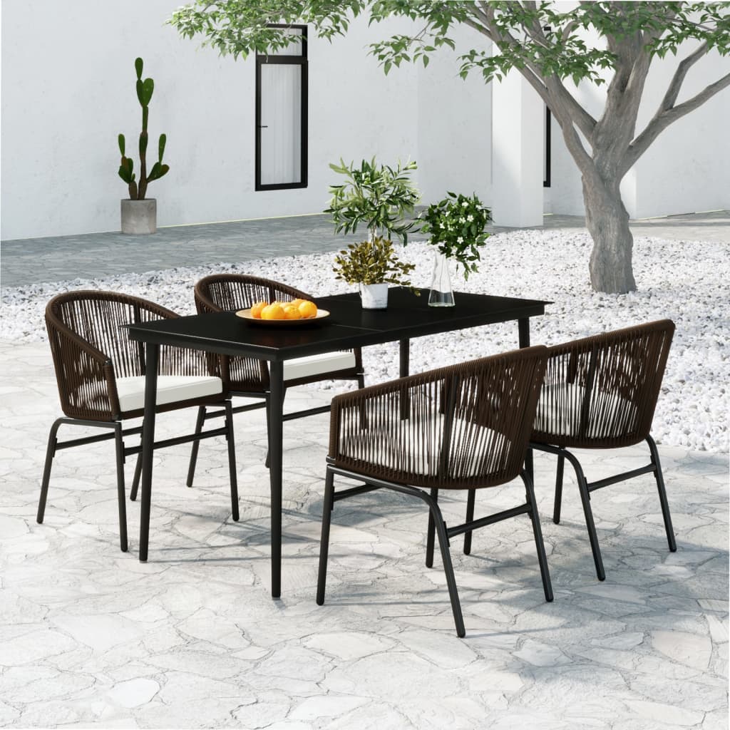 5 Piece Garden Dining Set Brown