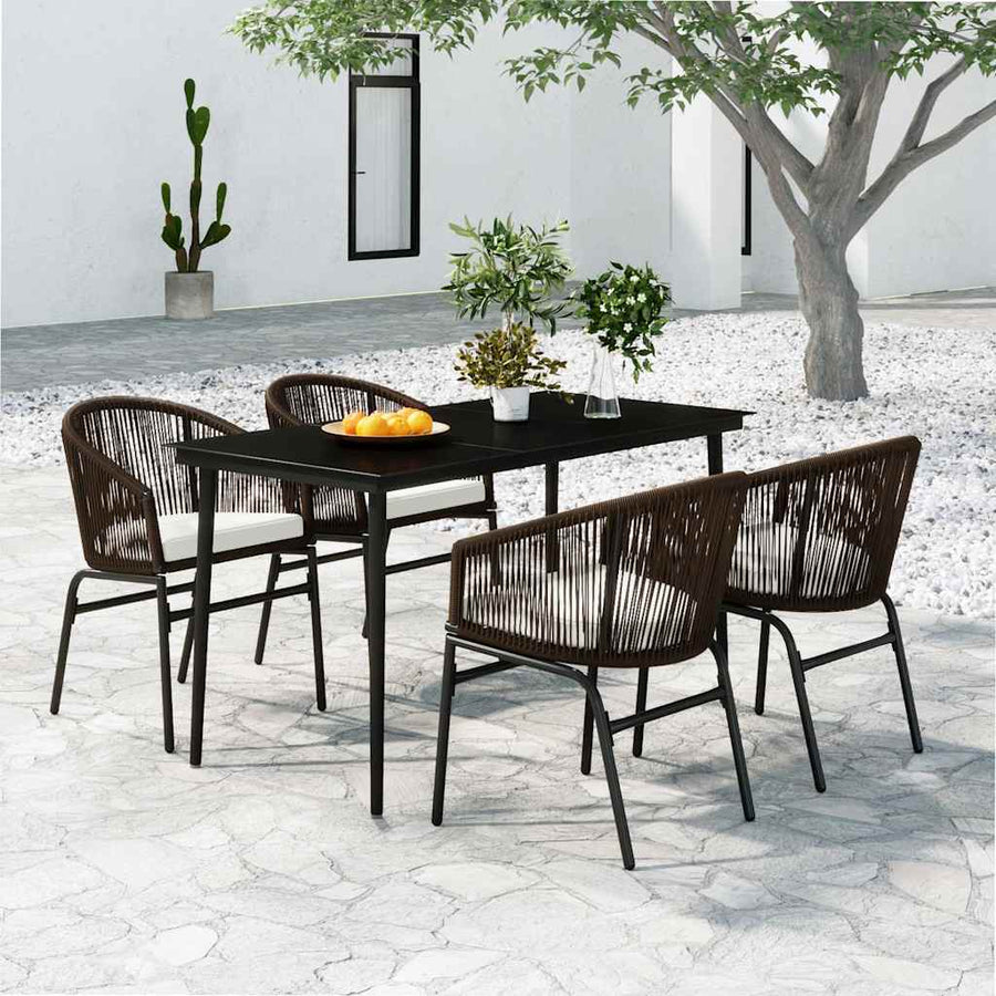 5 Piece Garden Dining Set Brown