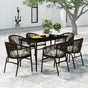 7 Piece Garden Dining Set Brown