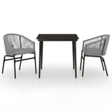 3 Piece Garden Dining Set Anthracite - Front View