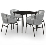 5 Piece Garden Dining Set Grey - Front View