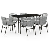 7 Piece Garden Dining Set Grey - Front View