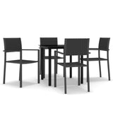 5 Piece Garden Dining Set Black - Front View
