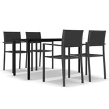 5 Piece Garden Dining Set Black - Front View