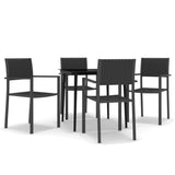 5 Piece Garden Dining Set Black - Front View