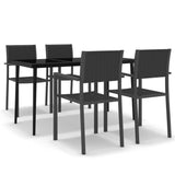 5 Piece Garden Dining Set Black - Front View