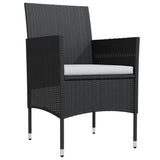 5 Piece Garden Dining Set with Cushions Black - Side View