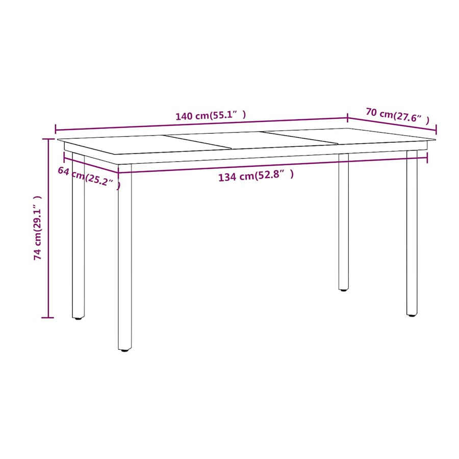 7 Piece Garden Dining Set with Cushions Grey and Black