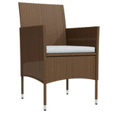 7 Piece Garden Dining Set with Cushions Brown and Black - Side View