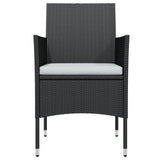 3 Piece Garden Dining Set with Cushions Black