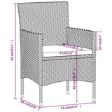 3 Piece Garden Dining Set with Cushions Black - Close-Up Angle
