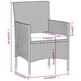 5 Piece Garden Dining Set with Cushions Black - Close-Up Angle