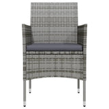 3 Piece Garden Dining Set with Cushions Grey and Black