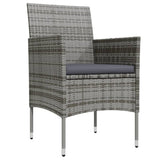 7 Piece Garden Dining Set with Cushions Grey and Black - Side View