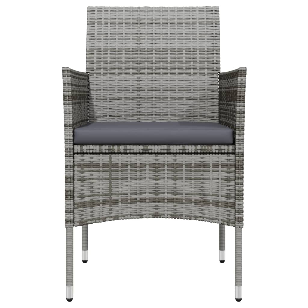 7 Piece Garden Dining Set with Cushions Grey and Black