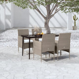 5 Piece Garden Dining Set with Cushions Beige and Black