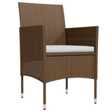 5 Piece Garden Dining Set with Cushions Brown and Black - Side View
