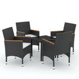 5 Piece Outdoor Dining Set with Cushions Black - Front View