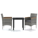 3 Piece Outdoor Dining Set with Cushions Grey and Black