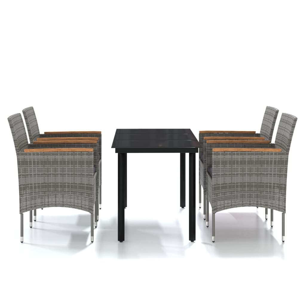 5 Piece Outdoor Dining Set with Cushions Grey and Black