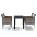 5 Piece Outdoor Dining Set with Cushions Grey and Black - Front View