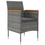 5 Piece Outdoor Dining Set with Cushions Grey and Black - Side View