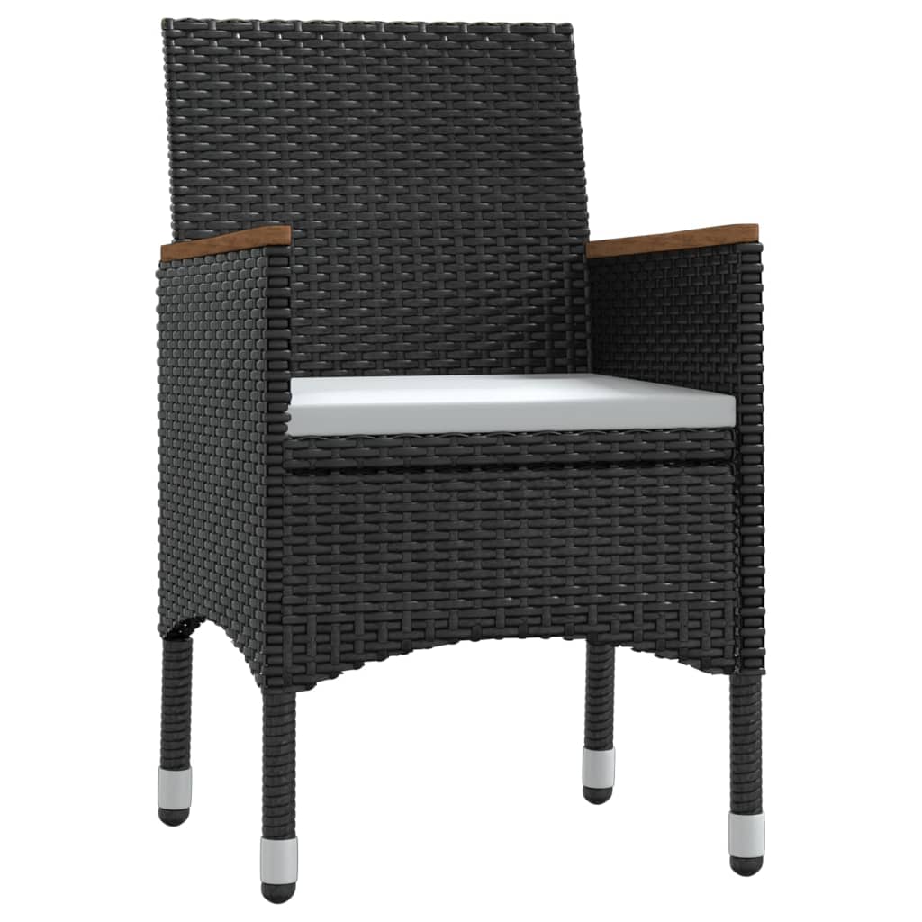 3 Piece Garden Dining Set with Cushions Black